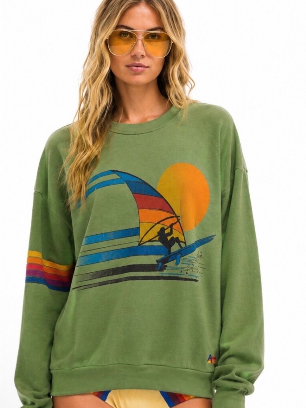 AVIATOR NATION WINDSURFER CREW - JUNGLE - MEDIUM